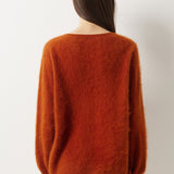 Suéter sem costura 100% lã Merino com gola redonda