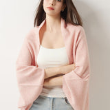 100% Merino Wool Knit Wrap Shawl with Sleeves
