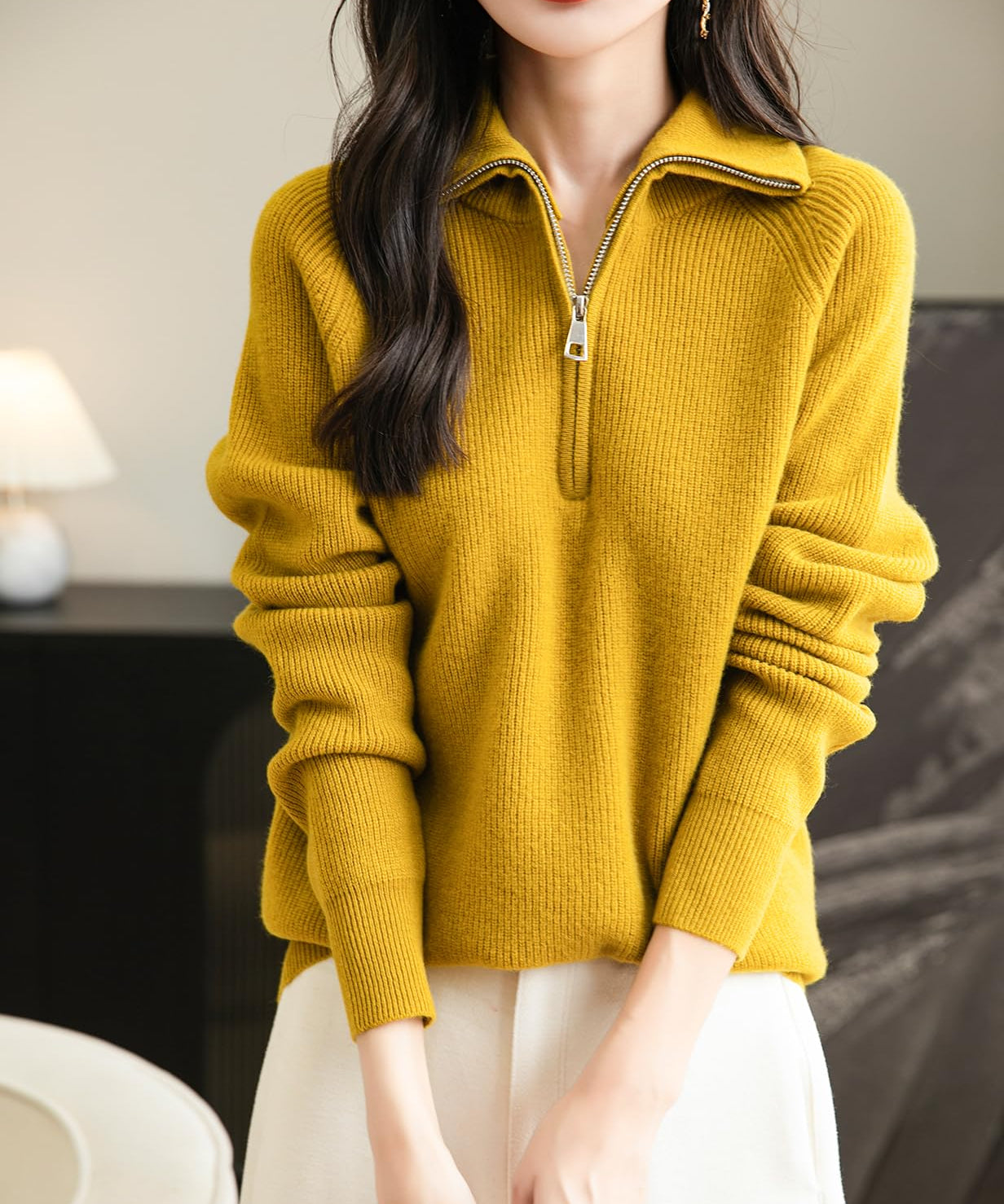Chanyarn Women's 100% Merino Wool Sweater 2025 Fall Winter 1/4 Zip Pullover Casual Long Sleeve Knit Sweater Tops