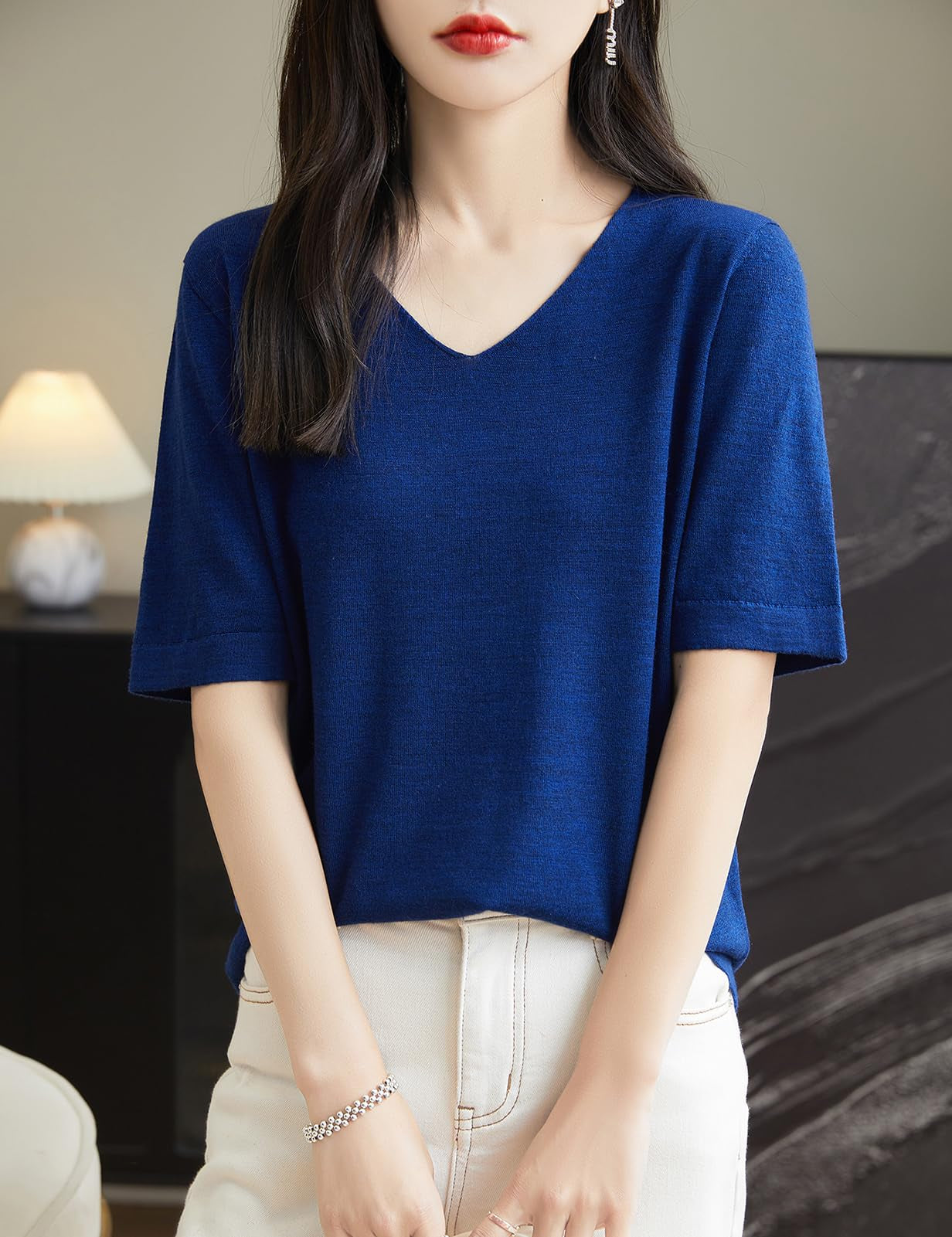 100% Merino Wool V-Neck Short Sleeve Base Layer Tee