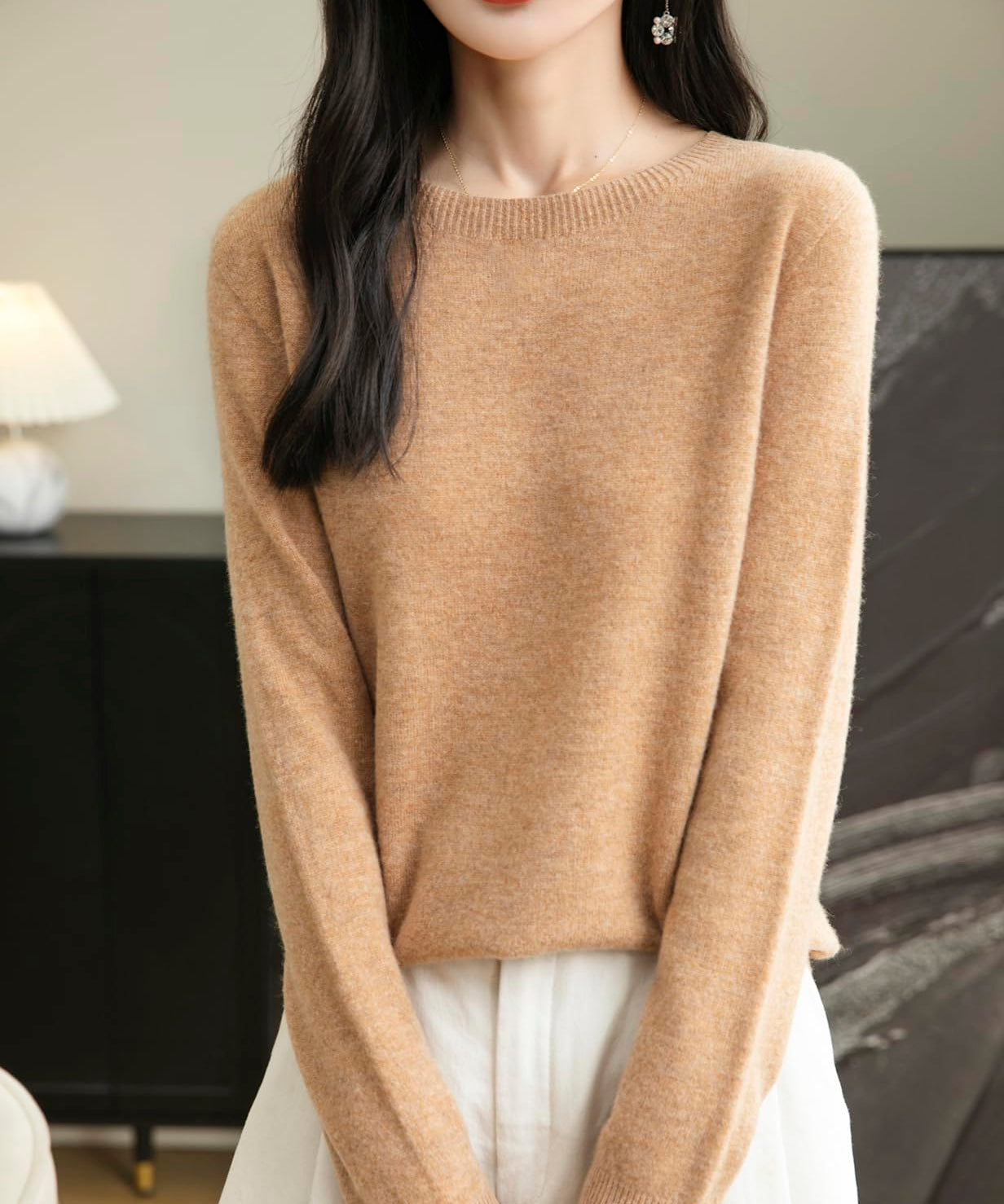Chanyarn Women's 100% Merino Wool Crewneck Sweater 2025 First-Line Ready to Wear Long Sleeve Seamless Knit Sweater