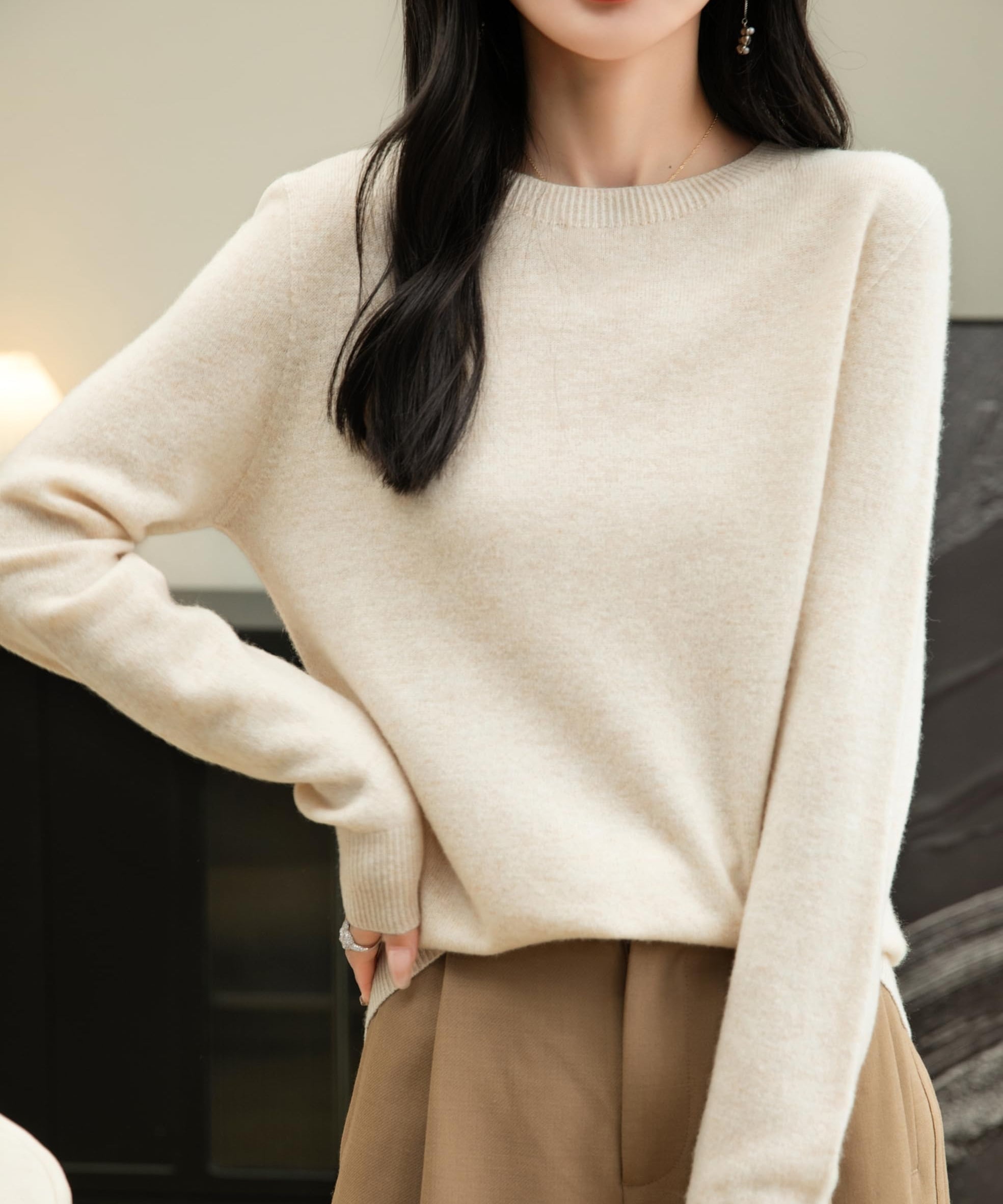 Chanyarn Women's 100% Merino Wool Crewneck Sweater 2025 First-Line Ready to Wear Long Sleeve Seamless Knit Sweater