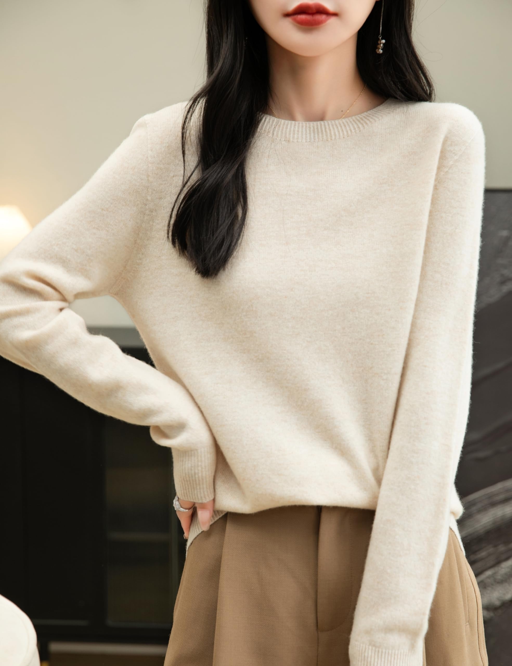100% Merino Wool Seamless Crewneck Sweater