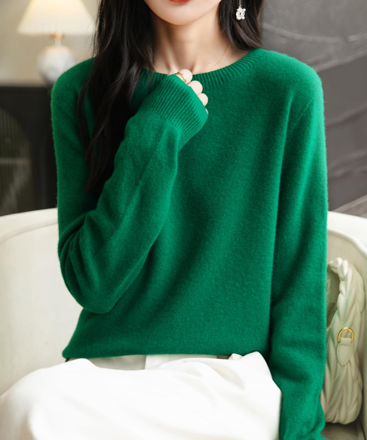 Chanyarn Women's 100% Merino Wool Crewneck Sweater 2025 First-Line Ready to Wear Long Sleeve Seamless Knit Sweater