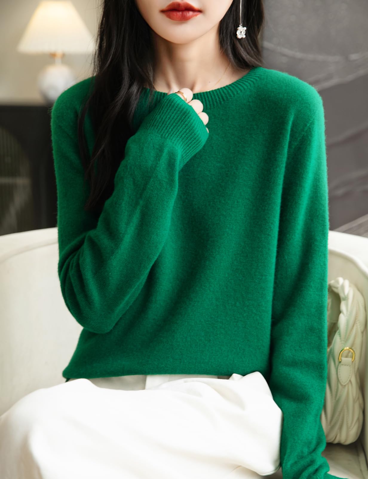 100% Merino Wool Seamless Crewneck Sweater