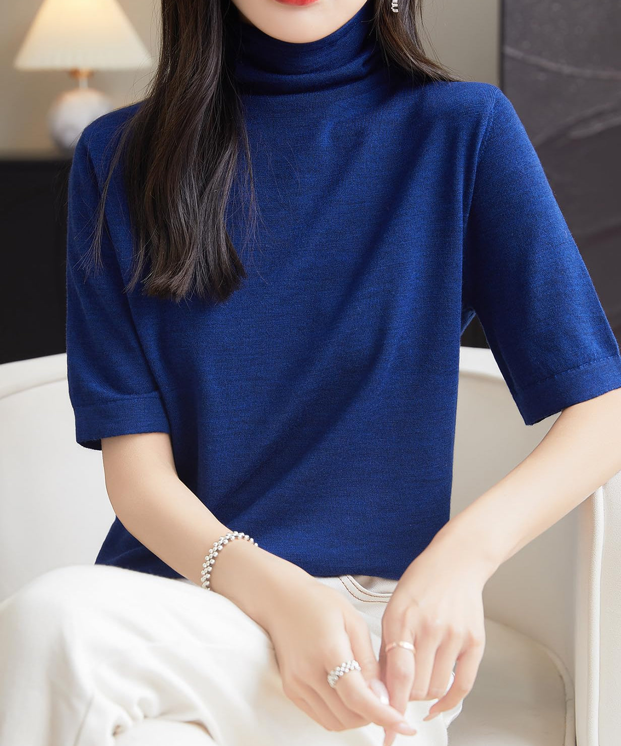 100% Merino Wool Turtleneck Tee Shirt Sweater