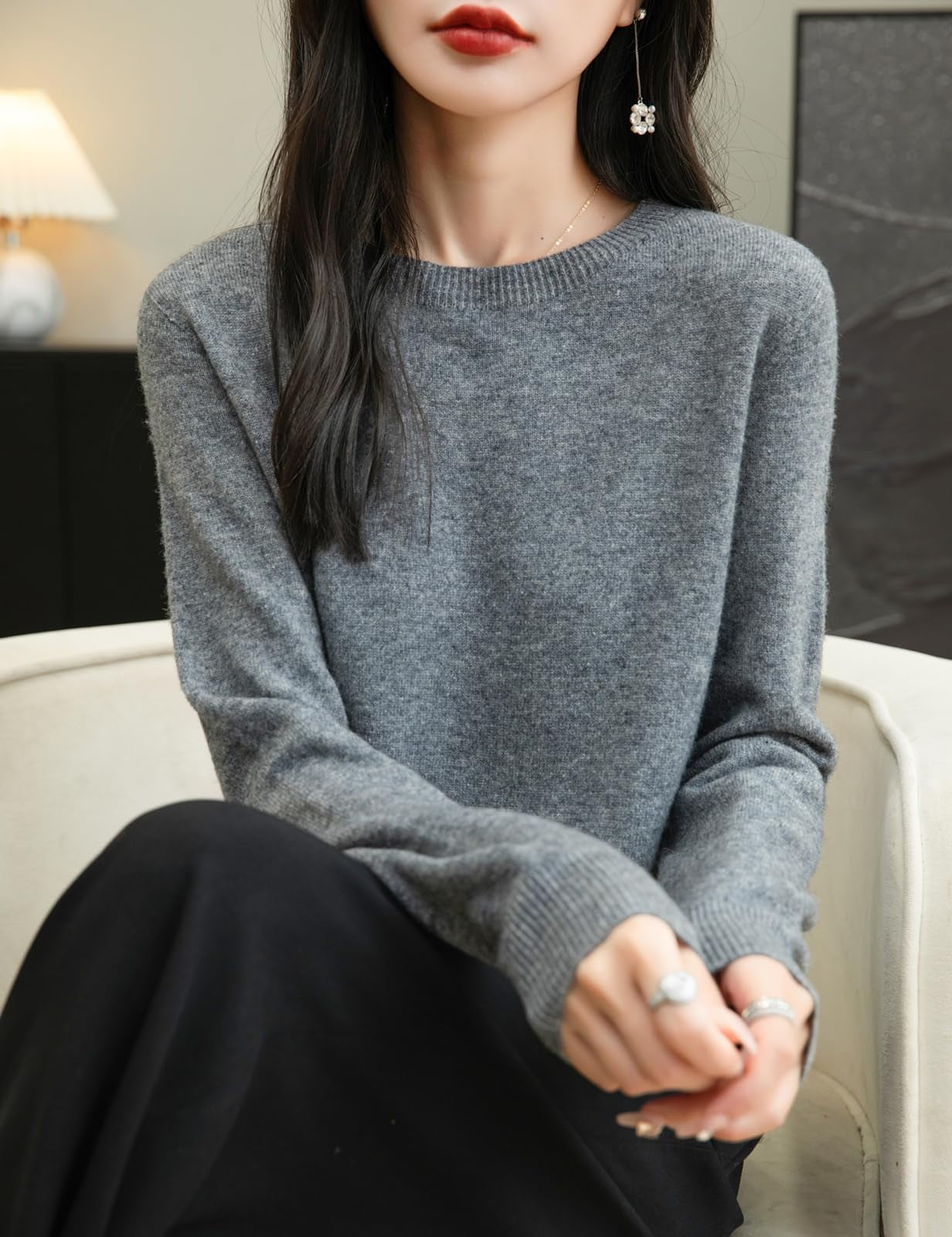 100% Merino Wool Seamless Crewneck Sweater