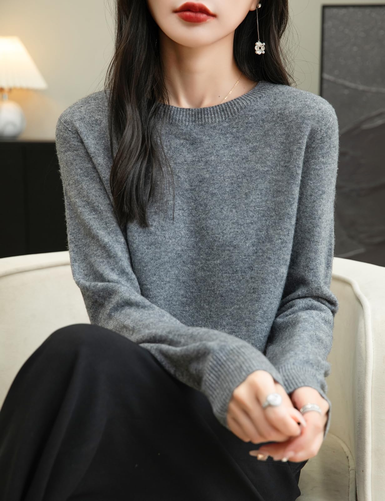 100% Merino Wool Seamless Crewneck Sweater