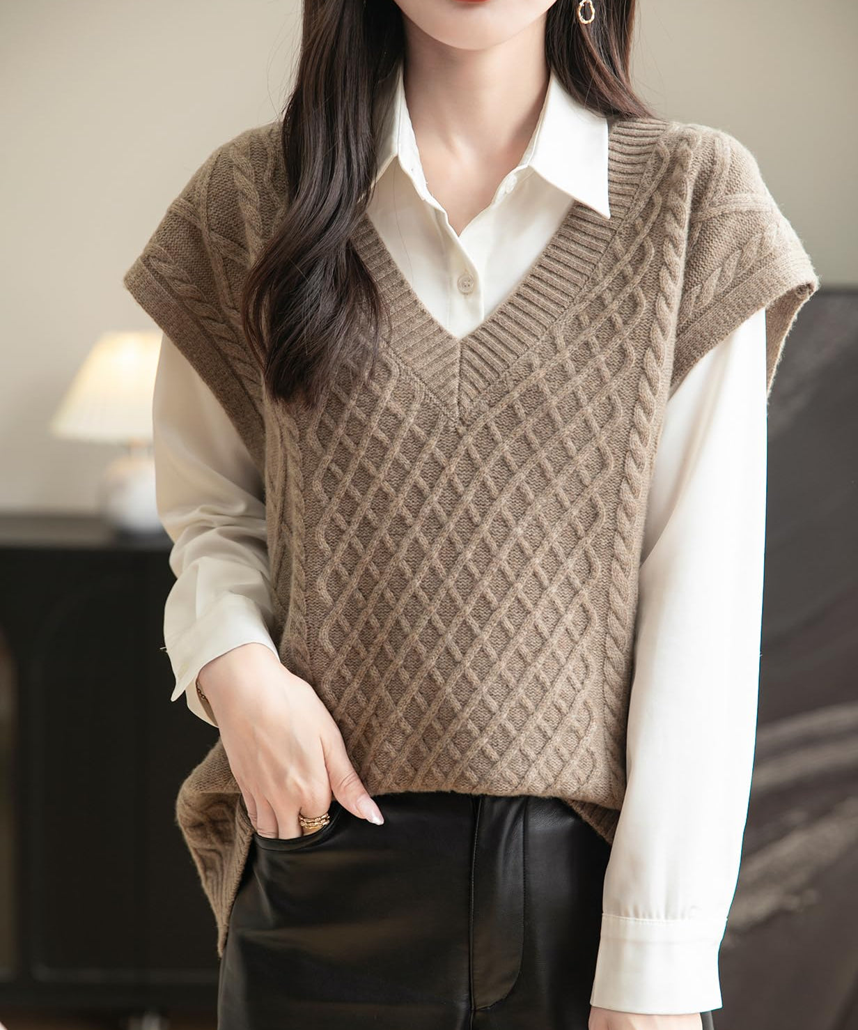 100% Merino Wool V-Neck Sweater Vest