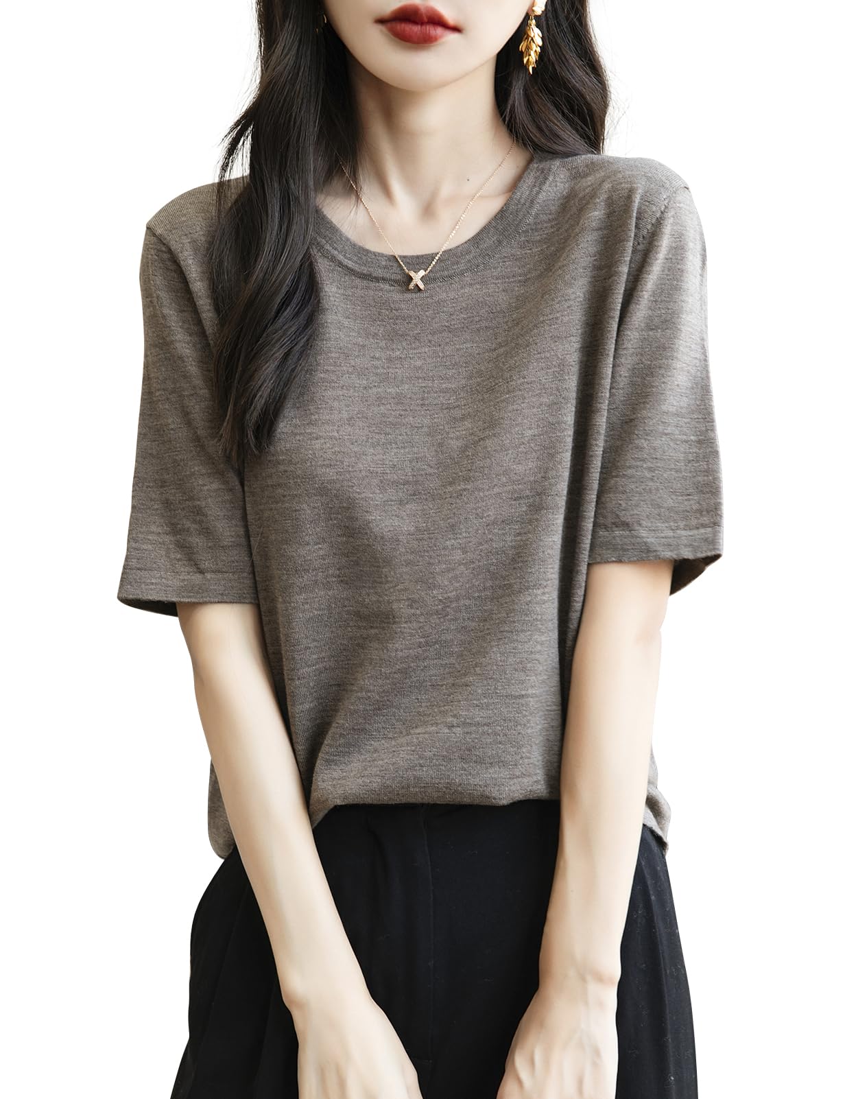 100% Merino Wool Crew Neck Tee Shirt