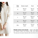 Chanyarn Women's Turtleneck 100% Merino Wool Sweater Dress 2024 Fall Winter Casual Long Sleeve Cable Knit Long Sweater