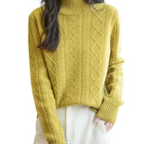 Suéter 100% lã merino com gola alta