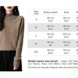 Chanyarn Women's 100% Merino Wool Sweater 2024 Fall Winter Basic Mock Neck Long Sleeve Vintage Cable Knitted Sweater