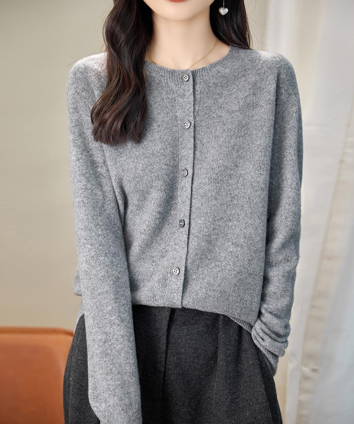 Chanyarn Women's Crewneck 100% Merino Wool Sweater 2025 Spring Fall Solid Long Sleeve Seamless Knitted Cardigan Sweater
