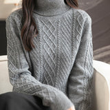 Chanyarn Women's 100% Merino Wool Sweater 2024 Fall Winter Turtleneck Warm Soft Casual Long Sleeve Knitted Sweater