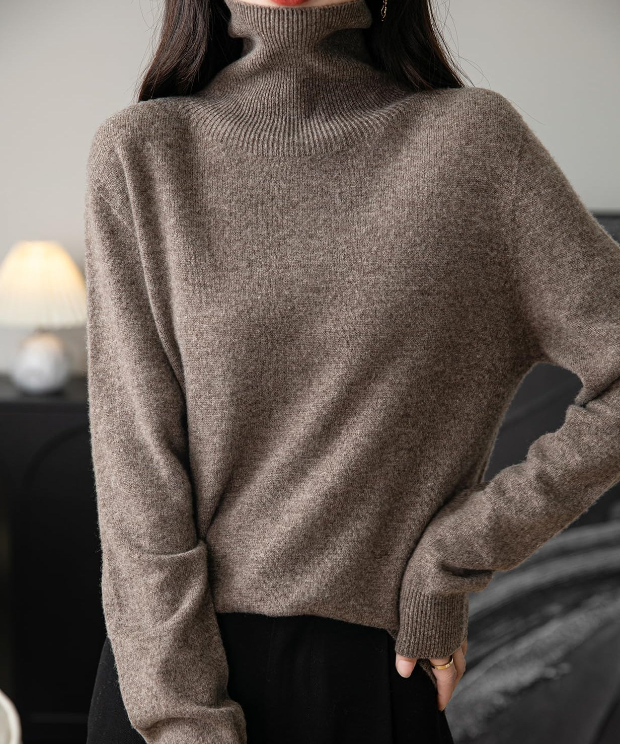 100% Merino Wool Seamless Turtleneck Sweater