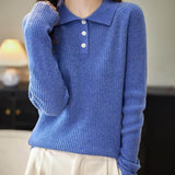 Women's 100% Merino Wool Sweater 2025 Fall Winter Polo Neck Long Sleeve Warm Soft Knit Pulover Sweater