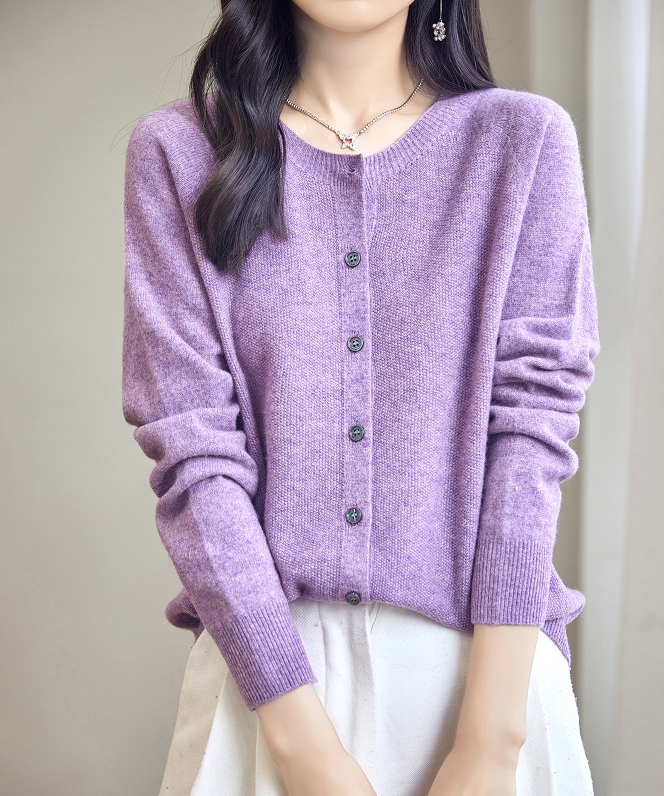 Chanyarn Women's Crewneck 100% Merino Wool Sweater 2025 Spring Fall Solid Long Sleeve Seamless Knitted Cardigan Sweater