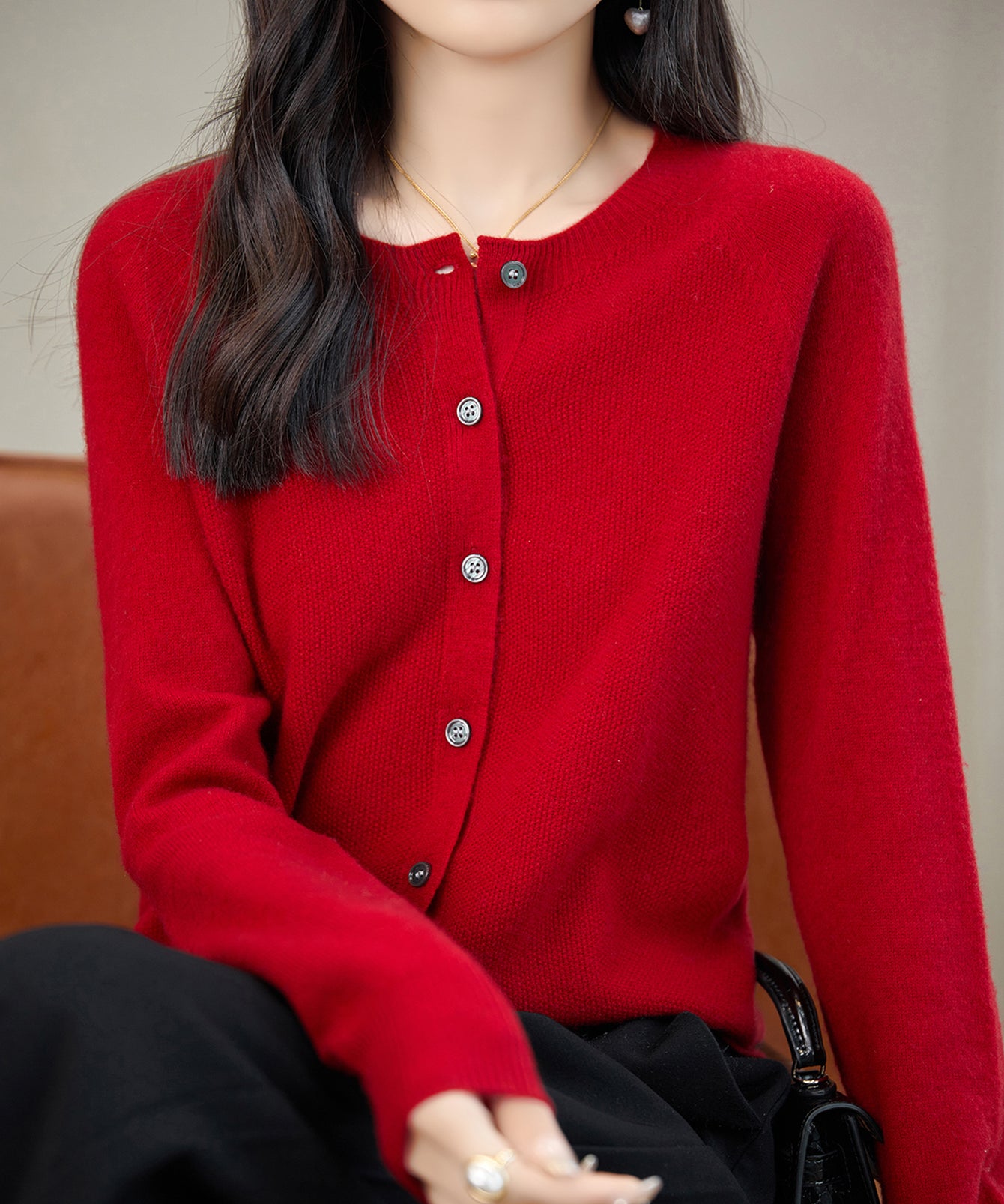 Chanyarn Women's Crewneck 100% Merino Wool Sweater 2025 Spring Fall Solid Long Sleeve Seamless Knitted Cardigan Sweater