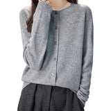 100% Merino Wool Crewneck Cardigan Sweater