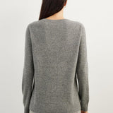 women's grey cashmere crew neck sweater back view