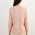 women's pink cashmere crew neck sweater back view