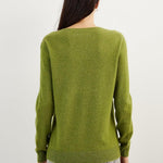 grass green cashmere crew neck sweater back view