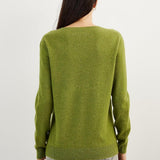 grass green cashmere crew neck sweater back view